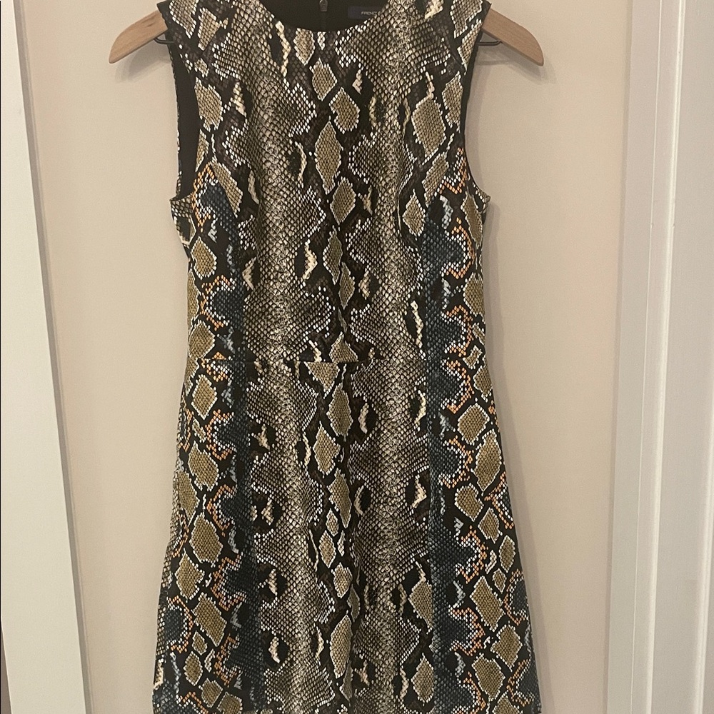 French Connection Snake Print Mini Dress - Black and Tan
